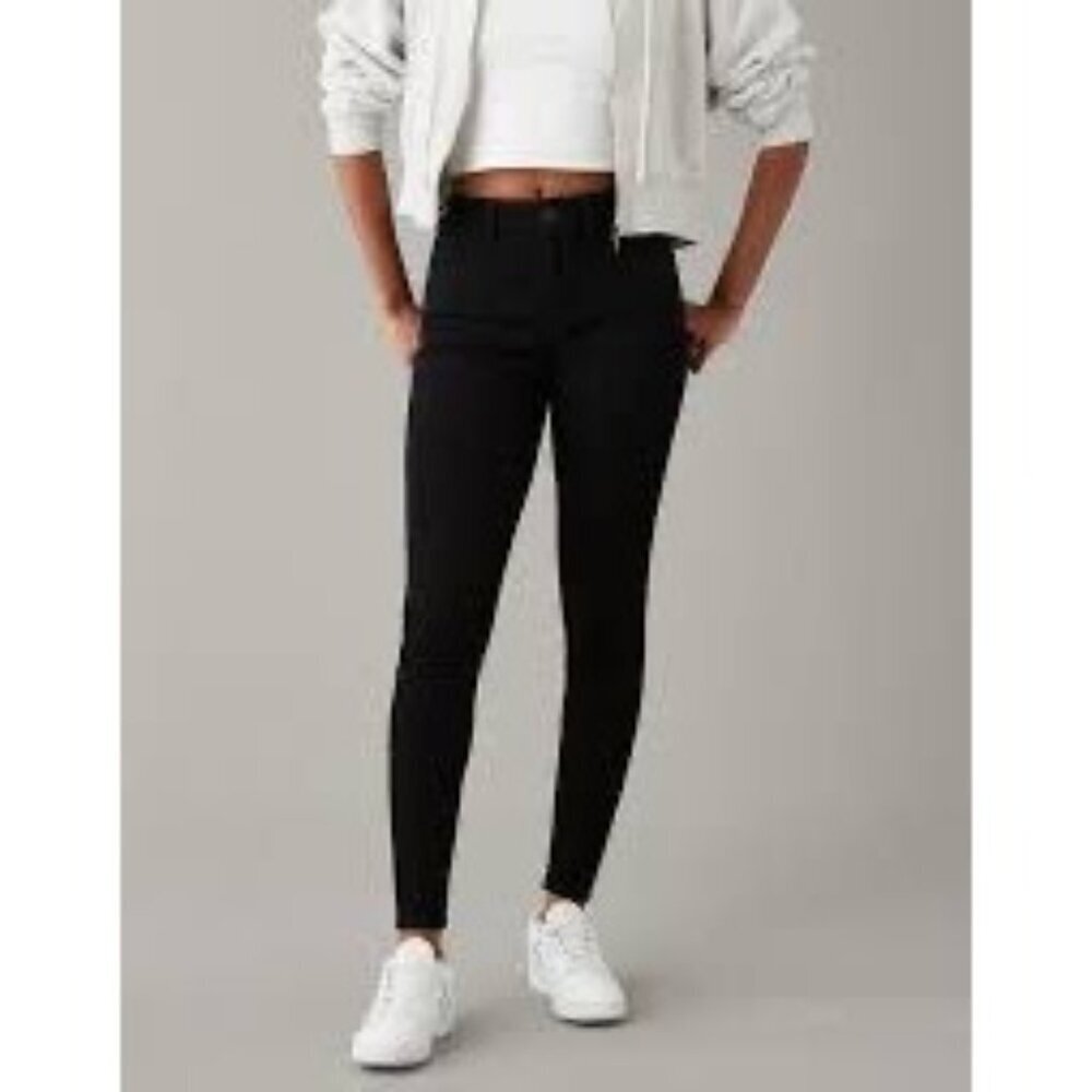 American Eagle Womens Super Stretch X4 Black Skinny Jeans Size 14 Long